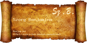 Szorg Benjamina névjegykártya